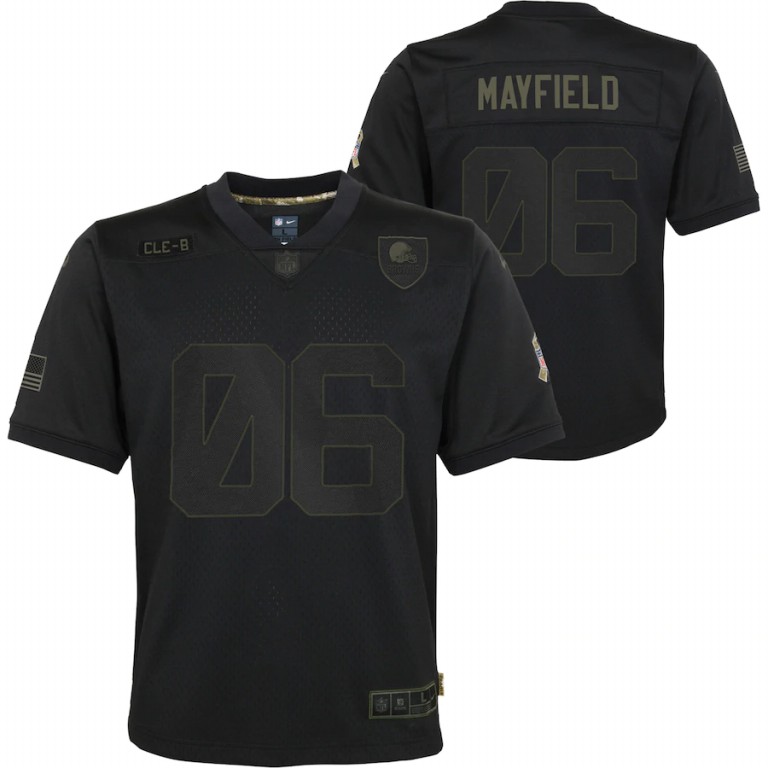 NFL Cleveland Browns #6 Baker Mayfield Nike Youth 2020 Salute to Service Game  Black jerseys